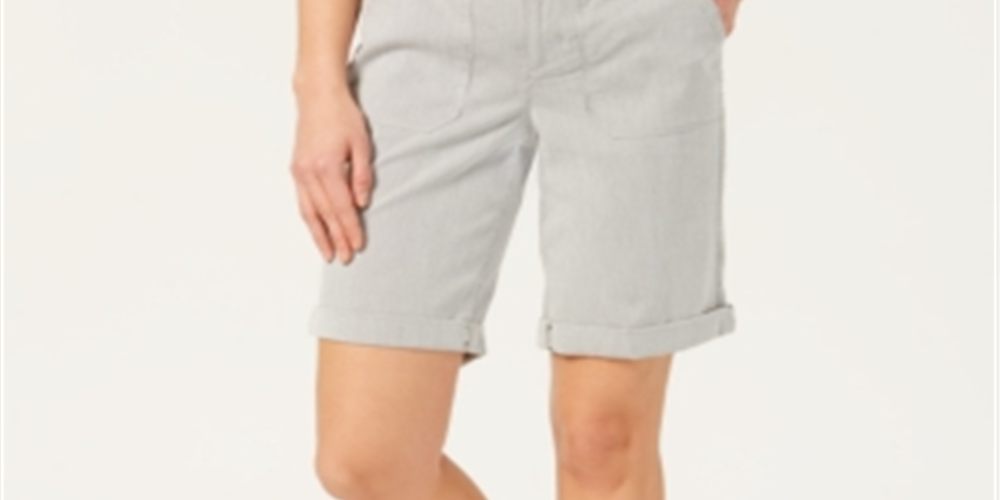 Shorts femininos Charter Club Utility Pocket com punho, cinza, tamanho 16
