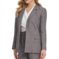 Blazer listrado de linho feminino DKNY, azul-marinho, tamanho 6