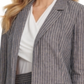 Blazer listrado de linho feminino DKNY, azul-marinho, tamanho 6