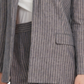 Blazer listrado de linho feminino DKNY, azul-marinho, tamanho 6