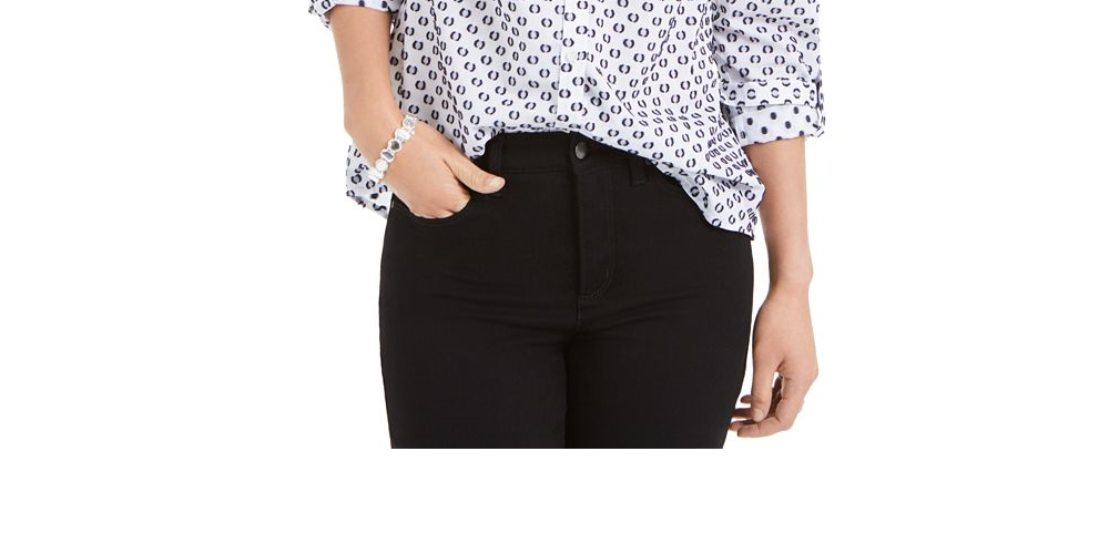 Blusa elegante feminina Charter Club com botões, cinza, tamanho extragrande