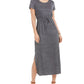 Vestido longo texturizado com amarração na cintura, estilo &amp; co, feminino, cinza, tamanho extrapequeno