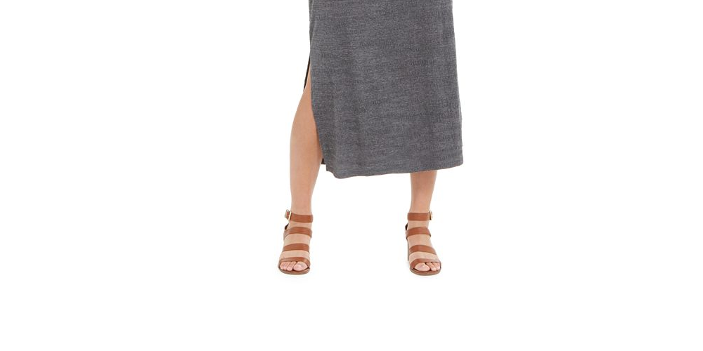 Vestido longo texturizado com amarração na cintura, estilo &amp; co, feminino, cinza, tamanho extrapequeno