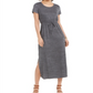 Vestido longo texturizado com amarração na cintura, estilo &amp; co, feminino, cinza, tamanho extrapequeno