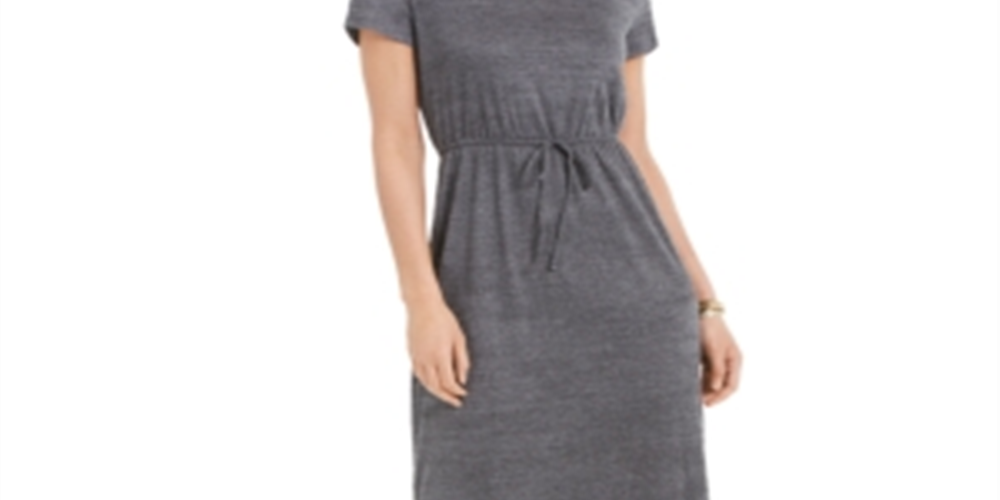 Vestido longo texturizado com amarração na cintura, estilo &amp; co, feminino, cinza, tamanho extrapequeno