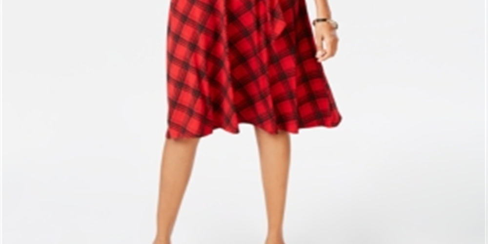 Vestido feminino Charter Club Petite Plaid Fit &amp; Flare, vermelho, tamanho pequeno pequeno