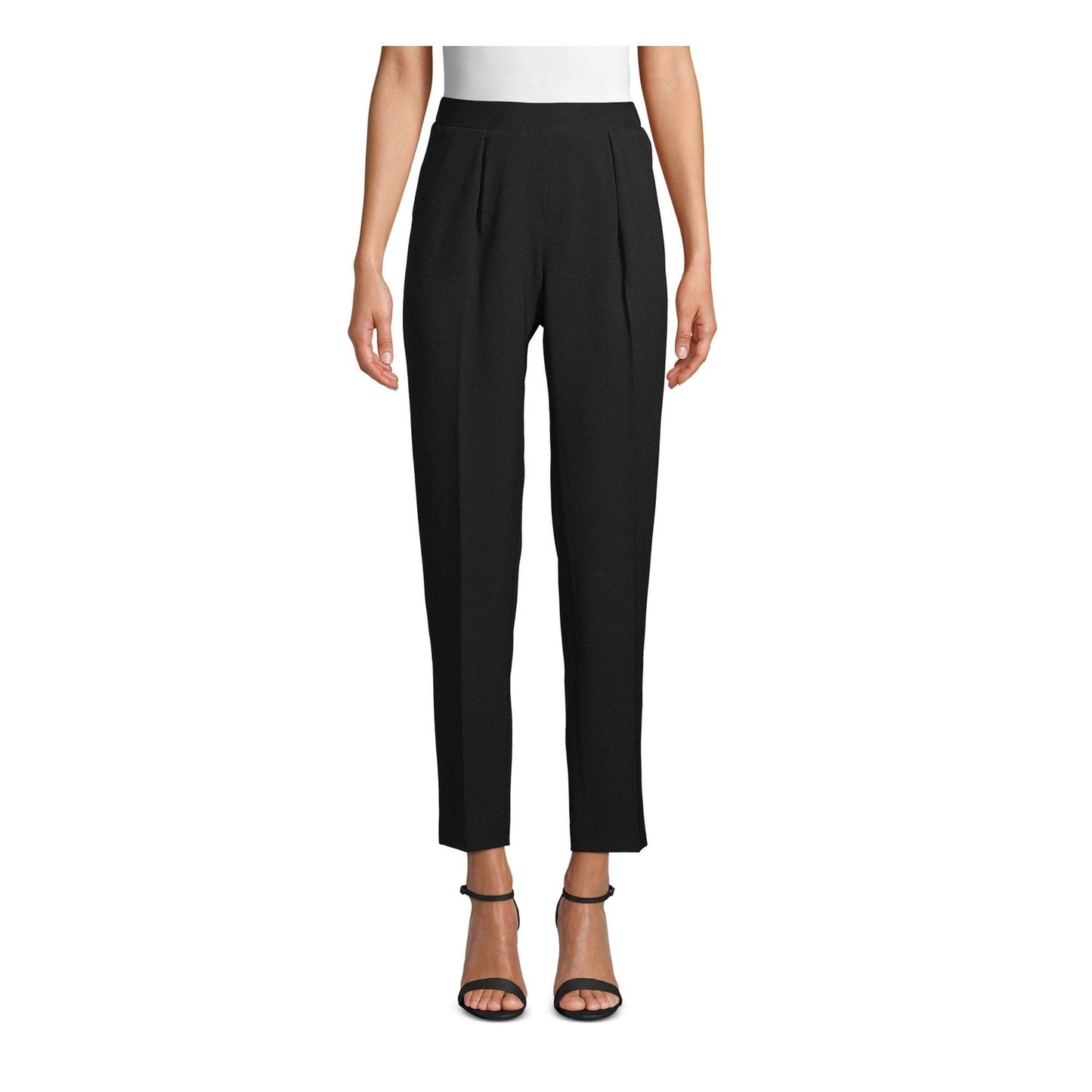 Calça feminina plissada de cintura alta Anne Klein, preta, tamanho XX-S