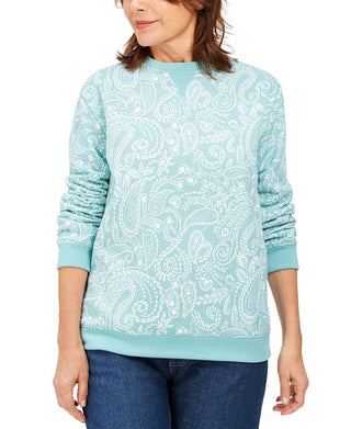 Moletom feminino Karen Scott Paisley Fleece Azul Tamanho X-G