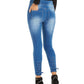 Calça Jegging Feminina Thalia Sodi com Cadarço e Lavagem Clara Azul Tamanho X-G