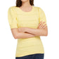 Suéter feminino Maison Jules Pointelle com mangas bufantes, amarelo, tamanho G