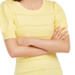 Suéter feminino Maison Jules Pointelle com mangas bufantes, amarelo, tamanho G