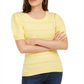 Suéter feminino Maison Jules Pointelle com mangas bufantes, amarelo, tamanho G