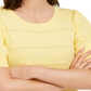 Suéter feminino Maison Jules Pointelle com mangas bufantes, amarelo, tamanho G