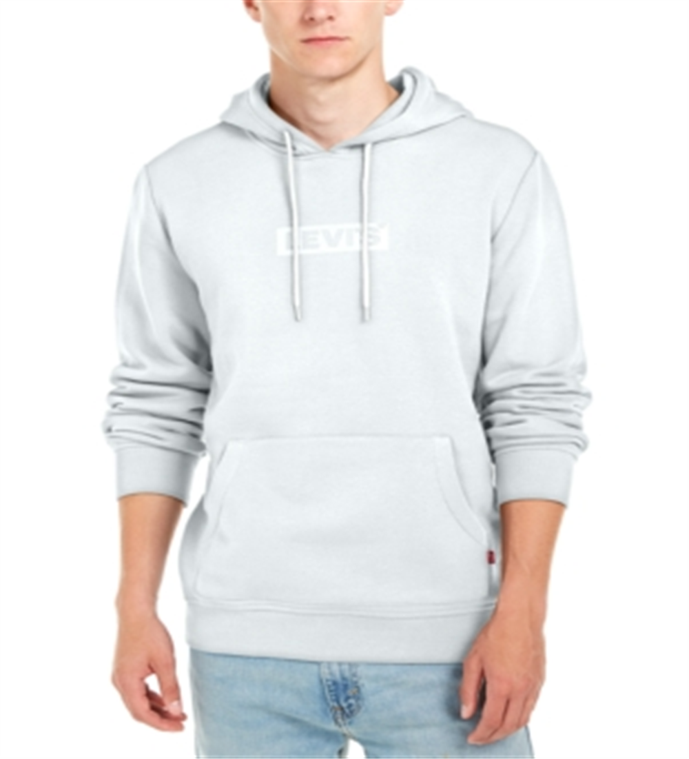 Moletom com capuz Levi's masculino com logotipo e forro de lã, branco, tamanho grande