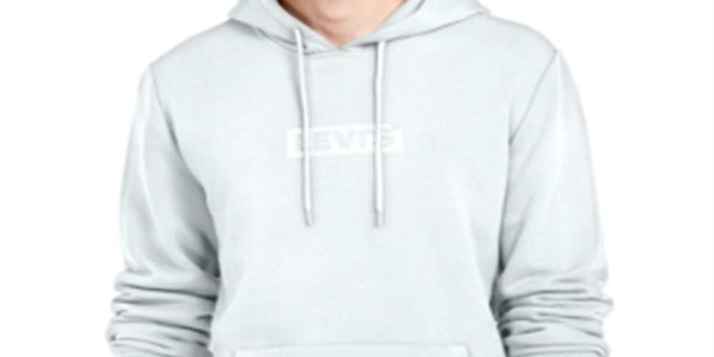 Moletom com capuz Levi's masculino com logotipo e forro de lã, branco, tamanho grande