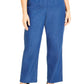 Calça jeans feminina clássica Alfred Dunner, perna reta, comprimento curto, azul marinho, tamanho 24W