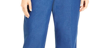 Calça jeans feminina clássica Alfred Dunner, perna reta, comprimento curto, azul marinho, tamanho 24W