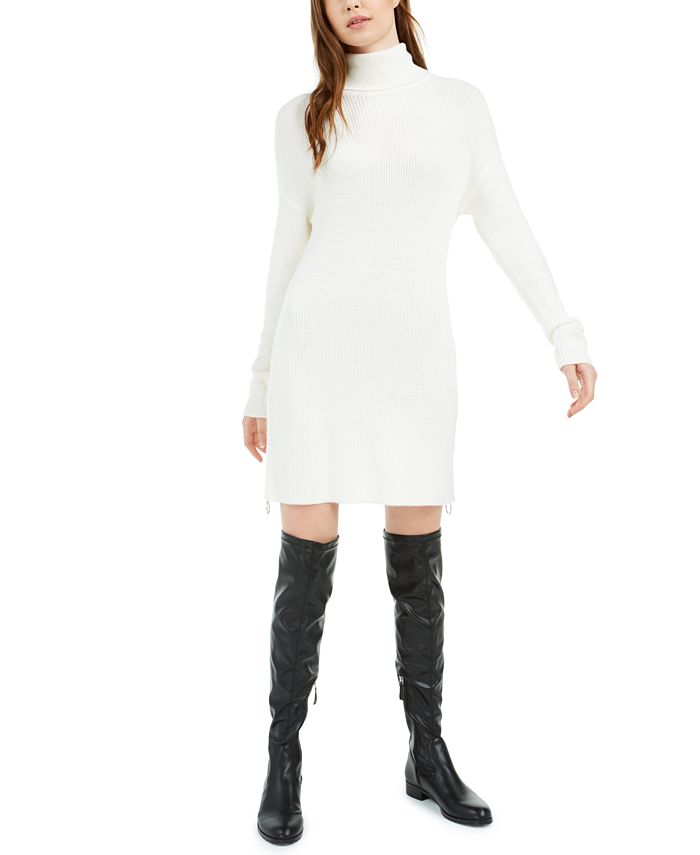 Vestido curto com zíper lateral e gola alta Bar III feminino, branco, tamanho grande