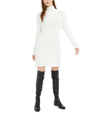 Vestido curto com zíper lateral e gola alta Bar III feminino, branco, tamanho grande