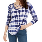 Camiseta feminina Ultra Flirt Ditsy Dream Tie Dye de manga comprida, azul, tamanho M