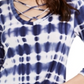 Camiseta feminina Ultra Flirt Ditsy Dream Tie Dye de manga comprida, azul, tamanho M