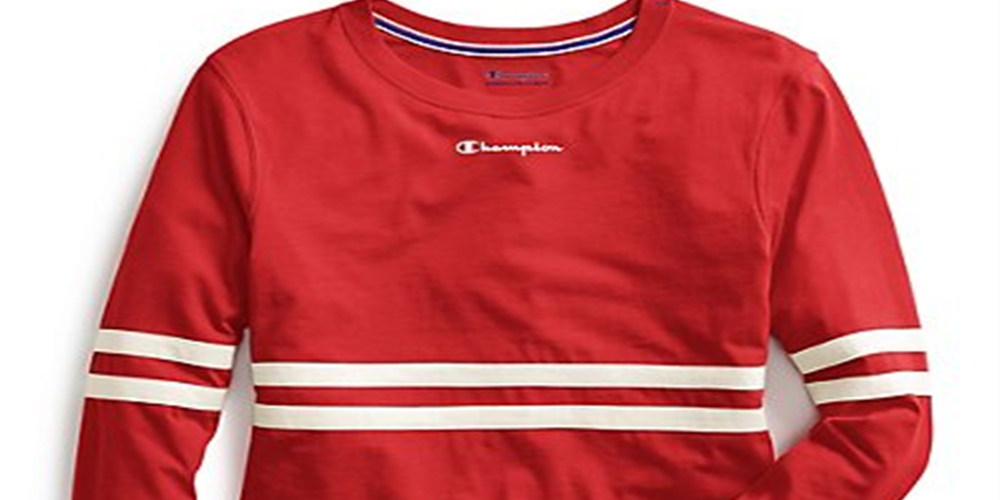 Camiseta feminina Champion Heritage Script Logo manga comprida vermelha tamanho G