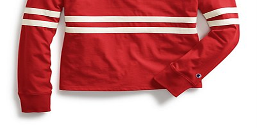 Camiseta feminina Champion Heritage Script Logo manga comprida vermelha tamanho G