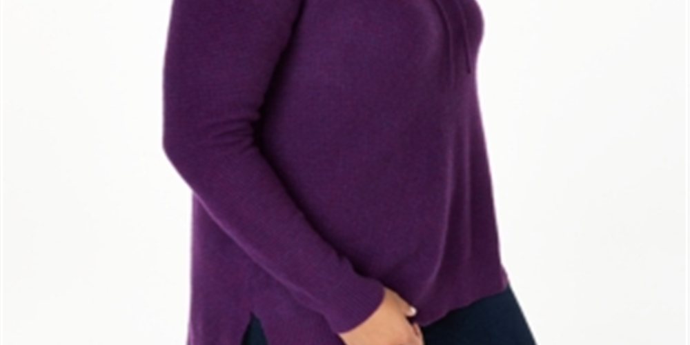 Moletom térmico feminino Charter Club Cashmere Roxo Tamanho 1X