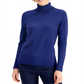 Suéter feminino de gola alta JM Collection, azul, tamanho extragrande