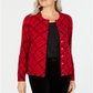 Karen Scott Cardigan feminino com estampa xadrez, vermelho, tamanho XS