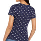 Karen Scott Top Henley Estampado Kitty Glitz Feminino Azul Tamanho Médio