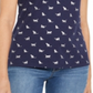 Karen Scott Top Henley Estampado Kitty Glitz Feminino Azul Tamanho Médio