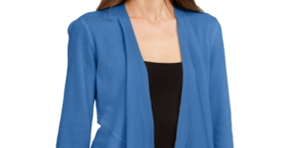 Cardigan drapeado feminino Alfani azul tamanho pequeno