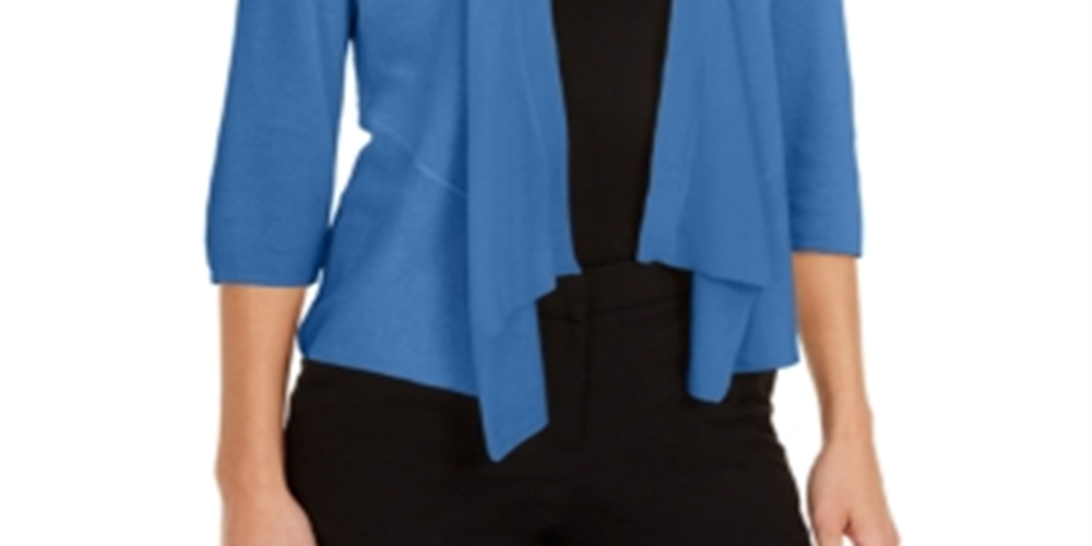 Cardigan drapeado feminino Alfani azul tamanho pequeno