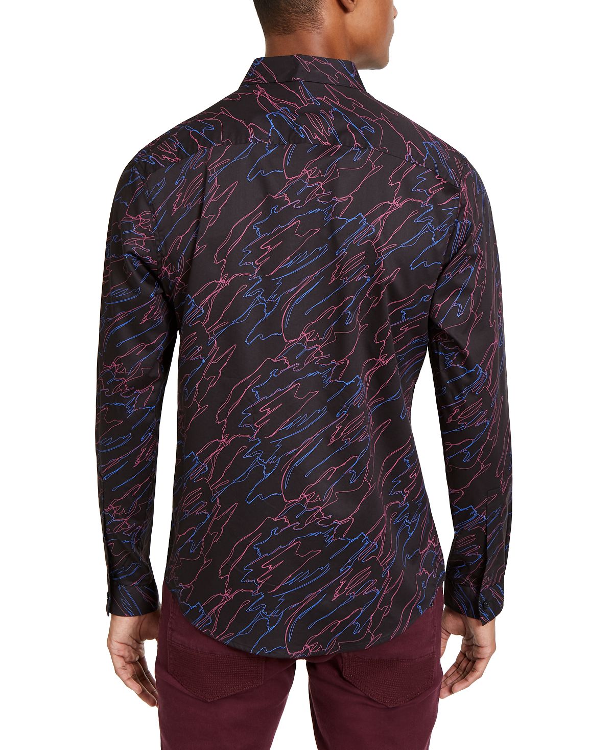 Camisa Sylas com Rabisco Abstrato Masculino da INC International Concepts, Preta, Tamanho X-Grande