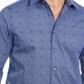 Camisa masculina Tasso Elba Bendini com estampa de azulejos e botões, tamanho médio, azul