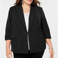 Blazer feminino plus size 3/4 da INC International Concepts, preto, tamanho 0X