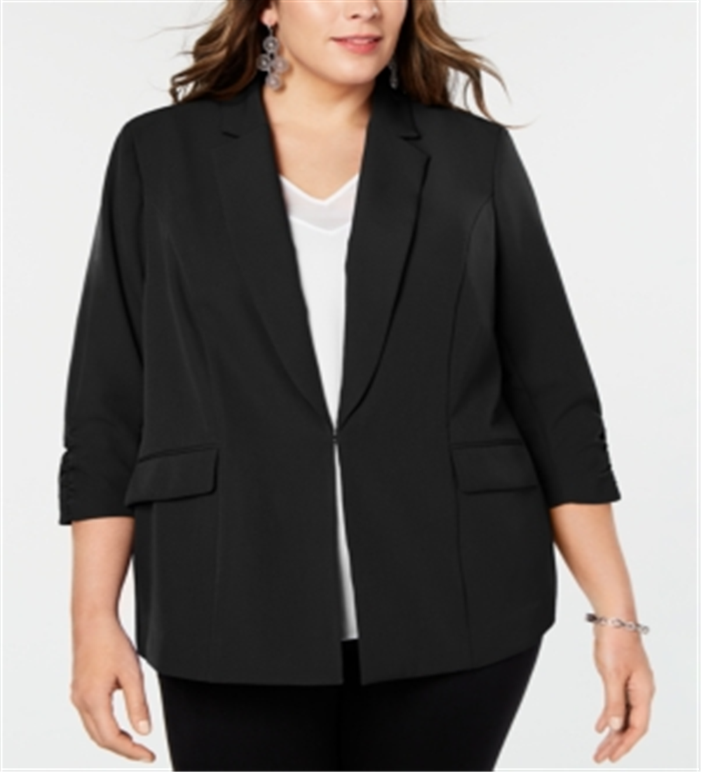 Blazer feminino plus size 3/4 da INC International Concepts, preto, tamanho 0X