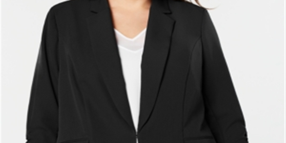 Blazer feminino plus size 3/4 da INC International Concepts, preto, tamanho 0X