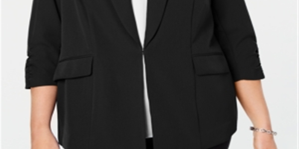 Blazer feminino plus size 3/4 da INC International Concepts, preto, tamanho 0X