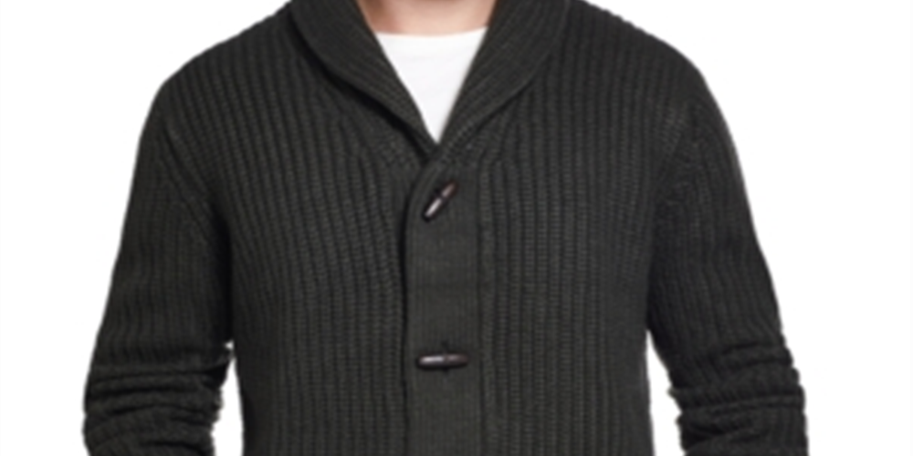Cardigan masculino vintage canelado à prova de intempéries, verde, tamanho pequeno