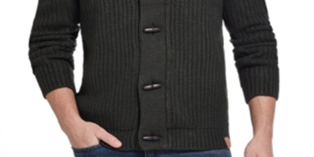 Cardigan masculino vintage canelado à prova de intempéries, verde, tamanho pequeno