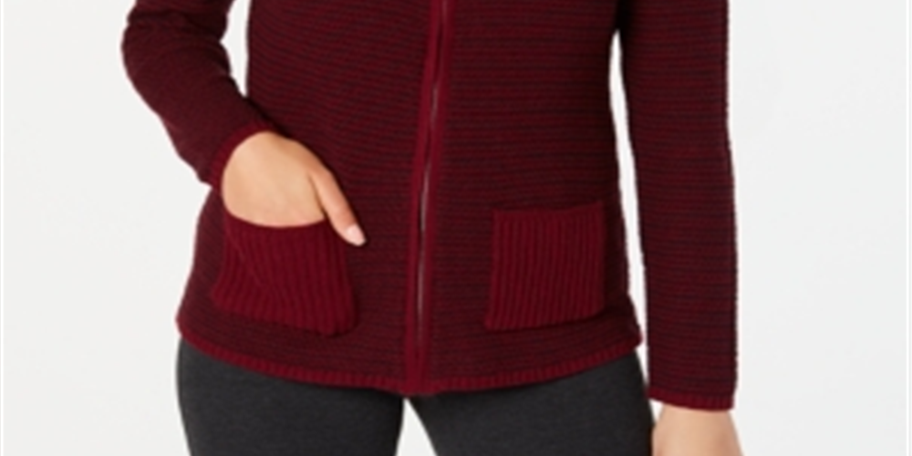 Karen Scott Cardigan Feminino Texturizado com Zíper Frontal Vermelho Tamanho XS