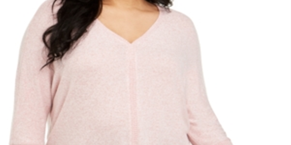 Suéter feminino plus size com amarração na barra, estilo &amp; co, rosa, tamanho 4X