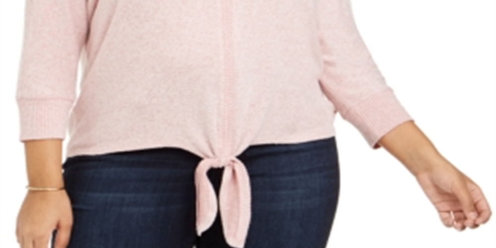 Suéter feminino plus size com amarração na barra, estilo &amp; co, rosa, tamanho 4X