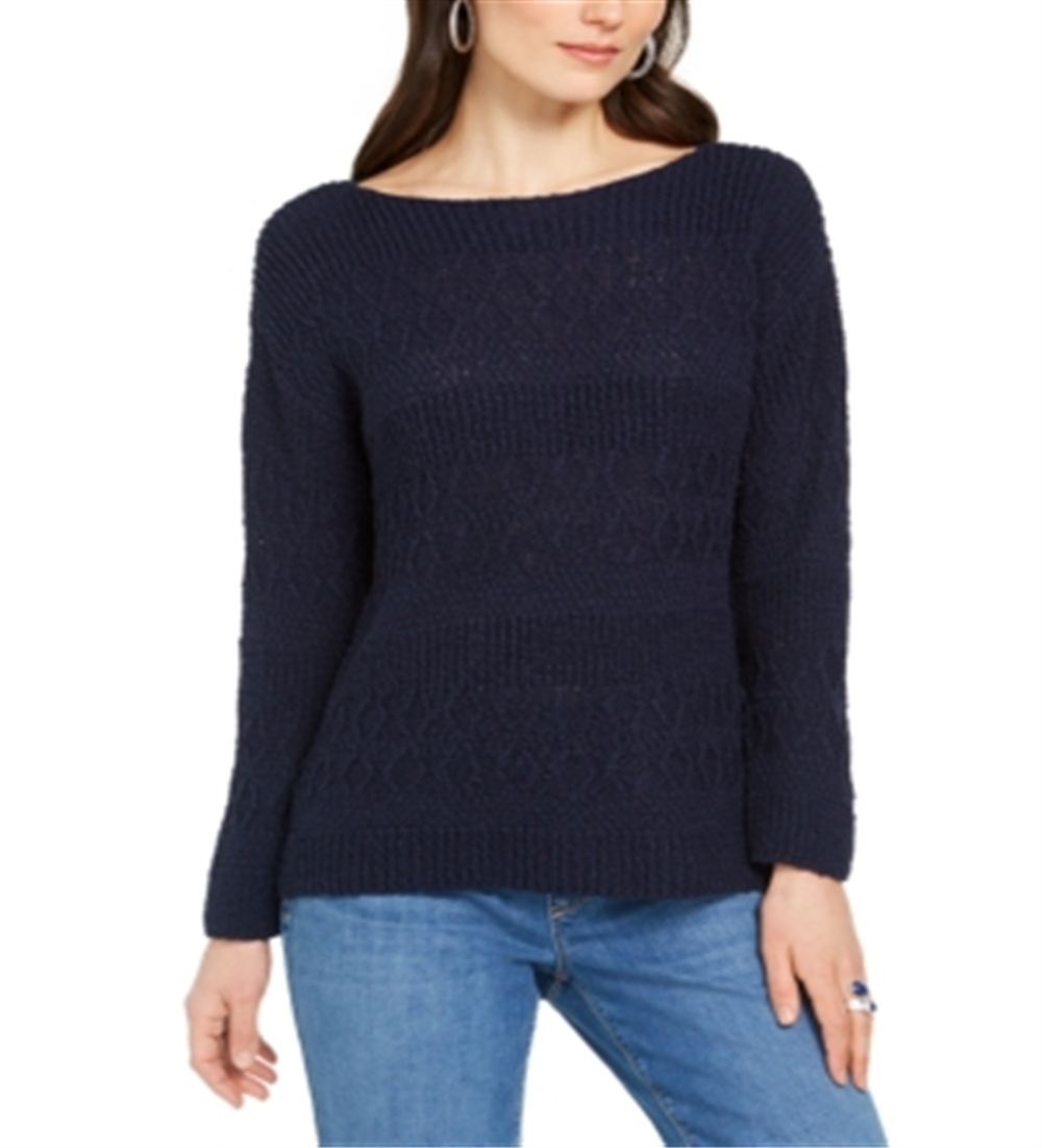 Suéter pulôver de malha slub feminino Style &amp; Co, azul, tamanho pequeno