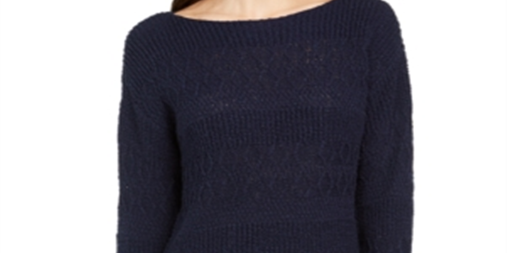 Suéter pulôver de malha slub feminino Style &amp; Co, azul, tamanho pequeno