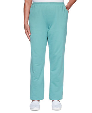 Alfred Dunner Women's All About Ease Casual Pants Green Size Petite Medium