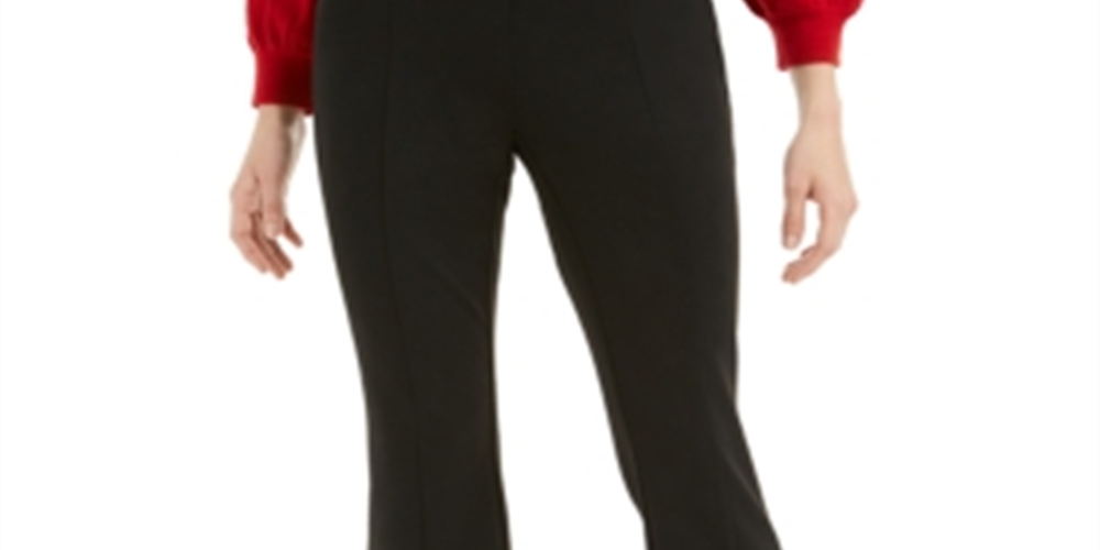 Calça cropped feminina Maison Jules de cintura alta e perna larga, preta, tamanho grande