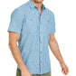 Camisa de manga curta masculina Ricky da INC International Concepts, azul, tamanho grande